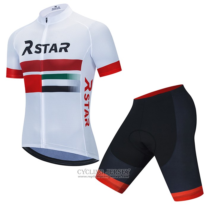 2021 Cycling Jersey R Star White Red Short Sleeve And Bib Short